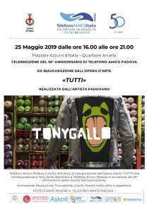 Locandina inaugurazione opera "Tutti" Tony Gallo di spalle